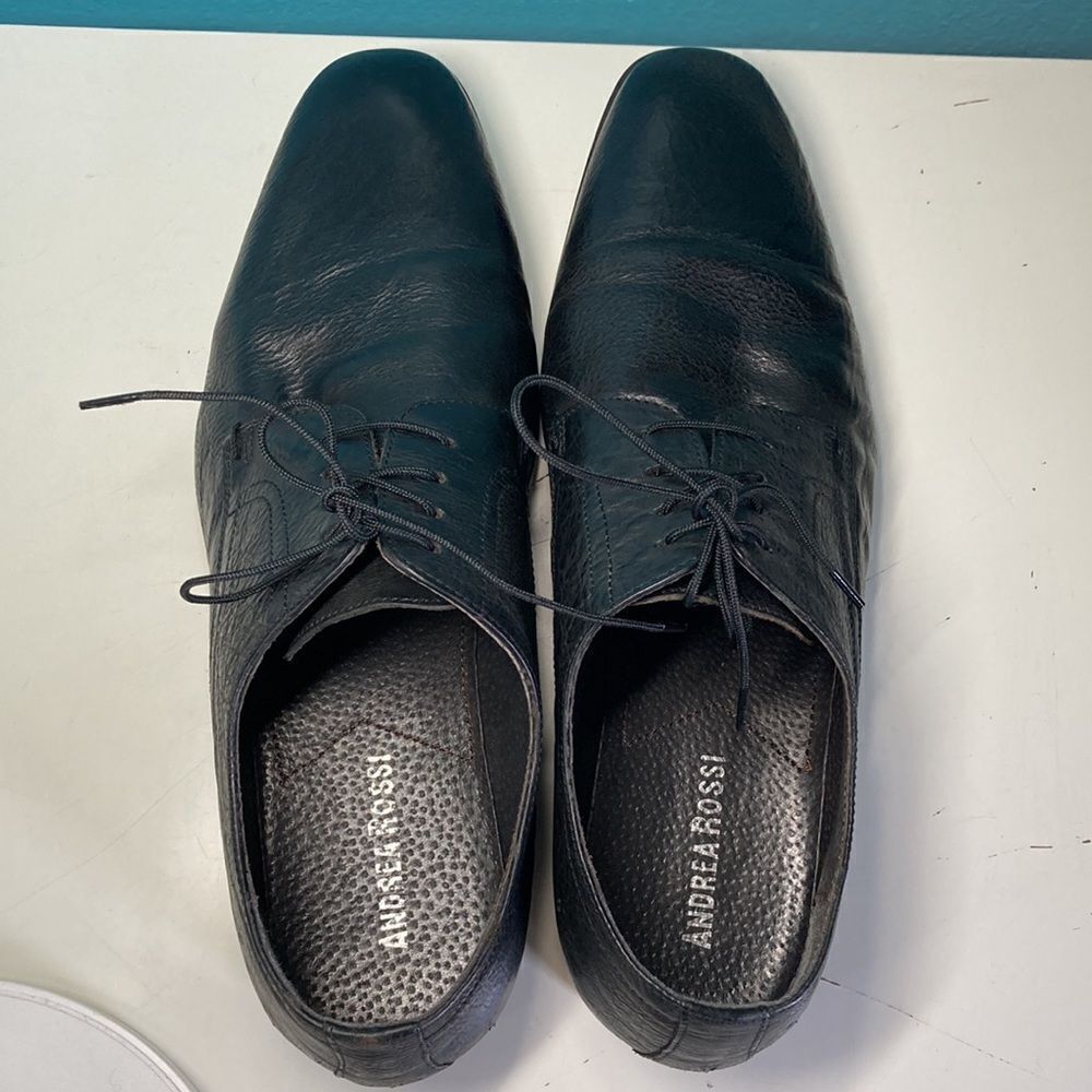 Andrea Rossi Mens Black Leather Lace Up Dress Shoes  Size 43 10 US